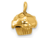 14K Yellow Gold Fancy Muffin Charm Pendant (No Chain)